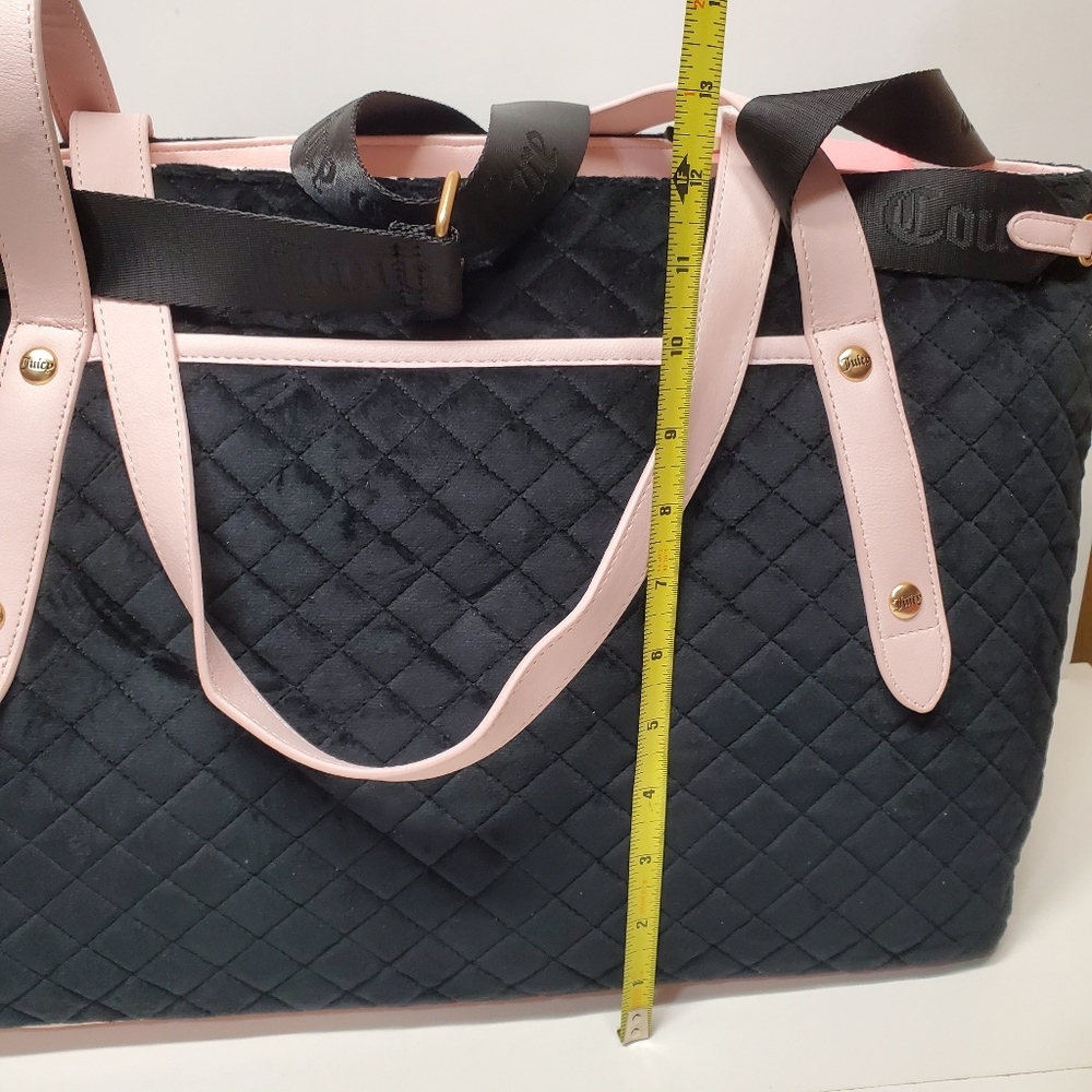 Juicy Couture Juicy tale weekender/ Travel/ Baby Bag black and pink quilted tote - Picture 4 of 7